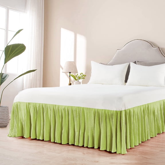Home Soft Things Serenta Pleated Bedskirt 18" Drop Dark Citron King