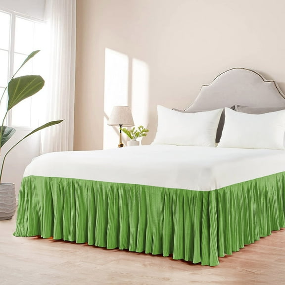 Home Soft Things Serenta Pleated Bedskirt 18" Drop Green Queen