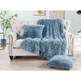 thumbnail image 1 of Home Soft Things Shaggy Throw & Pillow Cover 3 Piece Combo - Silver Blue - 50" x 60"/20" x 20", 1 of 9