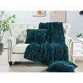 thumbnail image 1 of Home Soft Things Shaggy Throw & Pillow Cover 3 Piece Combo - Teal - 60" x 80"/20" x 20", 1 of 10