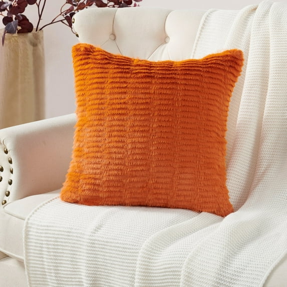 Home Soft Things Shaggy Wavy Faux Fur Pillow Covers, 1 piece, 20"x20", Burnt Orange