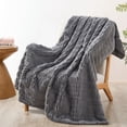 thumbnail image 1 of Home Soft Things Shaggy Wavy Faux Fur Throw Blanket with Micromink Back, Luxury Soft Cozy Plush Fluffy Fuzzy Reversible Thick Warm Throw Blanket, 50x60 inches, Grey, 1 of 11