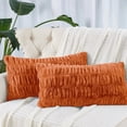 thumbnail image 1 of Home Soft Things Shar Pei Faux Fur Decorative Throw Pillow Covers, Soft Velvety Pillow Cases Cushion Covers, No Pillow Insert, Set of 2, Burnt orange, 14" x 26", 1 of 6