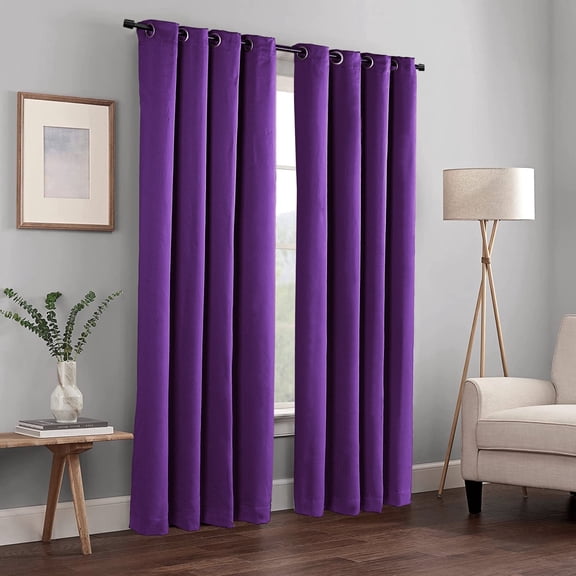 Home Soft Things Solid Blackout Curtains/Drapes Thermal Insulated Grommet Darkening Curtains, 2 Curtains and 2 Tiebacks Set - Imperial Purple - 54 x 63 inches