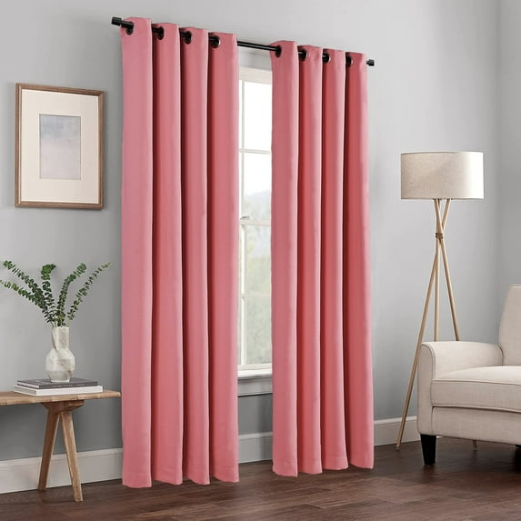Home Soft Things Solid Blackout Curtains/Drapes Thermal Insulated Grommet Darkening Curtains, 2 Curtains and 2 Tiebacks Set - Stawberry Ice - 54 x 63 inches