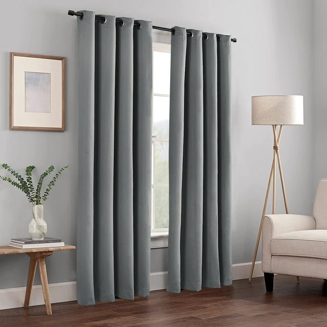Home Soft Things Solid Blackout Curtains/Drapes Thermal Insulated Grommet Darkening Curtains, 2 Curtains and 2 Tiebacks Set - Grey - 54 x 96 inches