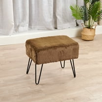Home Soft Things Solid Faux Fur Ottoman - Otter - 19" x 13" x 17"