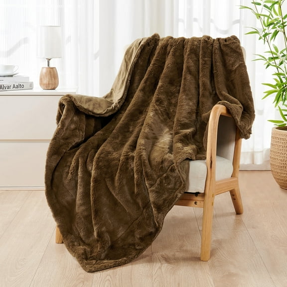 Home Soft Things Solid Faux Fur Throw - Otter - 50" x 60"