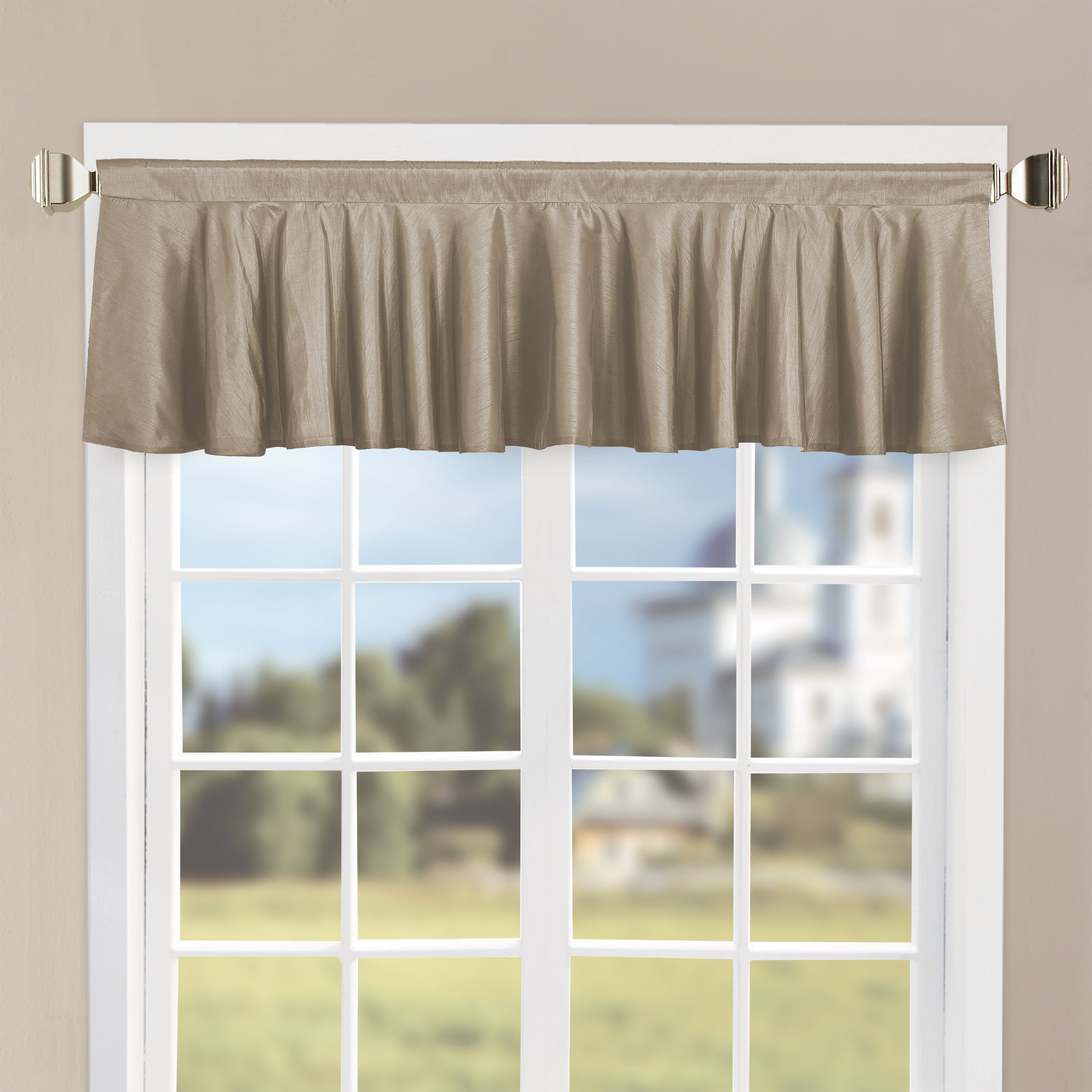 Solid Faux Silk Curtain Valance Light Blue 60