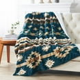 thumbnail image 1 of Home Soft Things Southwest Faux Fur Sherpa Throw - Deep Teal - 60" x 80" Jumbo, 1 of 13