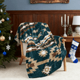 thumbnail image 1 of Home Soft Things Christmas Southwest Faux Fur Sherpa Throw - Deep Teal - 60" x 80" Jumbo, 1 of 14