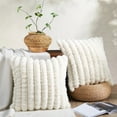 thumbnail image 1 of Home Soft Things Spandex Striped Heavy Faux Fur Pillow Covers, Set of 2, 20"x20", Ivory, 1 of 8