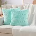 thumbnail image 1 of Home Soft Things Stitching Jacquard Faux Fur Throw Pillow Cover 2 Piece Set - Bleached Aqua - 20" x 20", 1 of 6