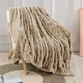 thumbnail image 1 of Home Soft Things Stretchy Solid Color Faux Fur Throw Blanket with Micromink Back, Luxury Soft Cozy Plush Fluffy Fuzzy Reversible Thick Warm Throw Blanket, 50x60 inches, Light Taupe, 1 of 10