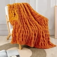 thumbnail image 1 of Home Soft Things Stretchy Solid Color Faux Fur Throw Blanket with Micromink Back, Luxury Soft Cozy Plush Fluffy Fuzzy Reversible Thick Warm Throw Blanket, 60x70 inches, Burnt Orange, 1 of 9