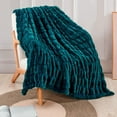 thumbnail image 1 of Home Soft Things Stretchy Solid Color Faux Fur Throw Blanket with Micromink Back, Luxury Soft Cozy Plush Fluffy Fuzzy Reversible Thick Warm Throw Blanket, 60x70 inches, Teal, 1 of 9
