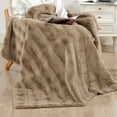 thumbnail image 1 of Home Soft Things Stylish Faux Fur Throw Blanket with Micromink Back, Luxury Soft Cozy Plush Fluffy Fuzzy Reversible Thick Warm Throw Blanket, 50x60 inches, Light Taupe, 1 of 10