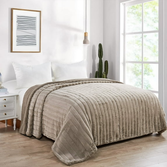 Home Soft Things Super Soft Decorative Blanket Bed Cover - Oatmeal - Oversize (118" x 95")
