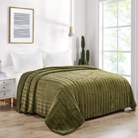 Home Soft Things Super Soft Decorative Blanket Bed Cover - Olive - Oversize (118" x 95")