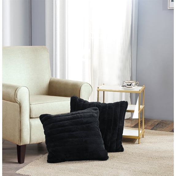 Home Soft Things Super Soft Decorative Pillow Covers, Set of 2, Jet Black, 26" x 26"