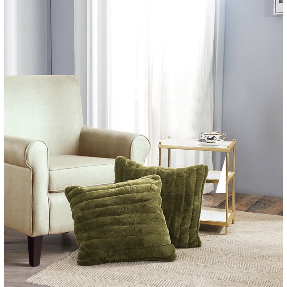 Home Soft Things Super Soft Decorative Pillow Covers, Set of 2, Olive, 26" x 26"