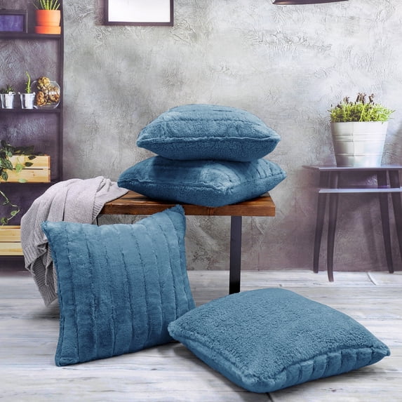 Home Soft Things Super Soft Decorative Pillow Covers, Set of 4, 20x20 inches, Blue Mirage