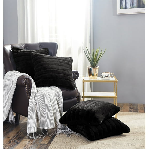 Home Soft Things Super Soft Decorative Pillow Covers, Set of 4, 20x20 inches, Jet Black
