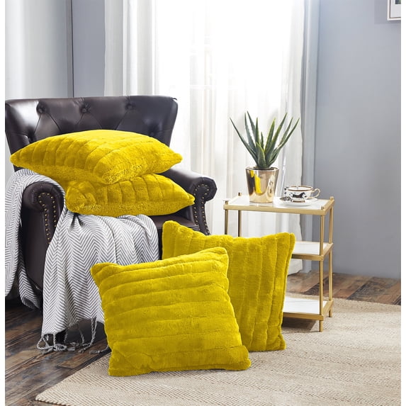 Home Soft Things Super Soft Decorative Pillow Covers, Set of 4, 20x20 inches, Lemon Curry