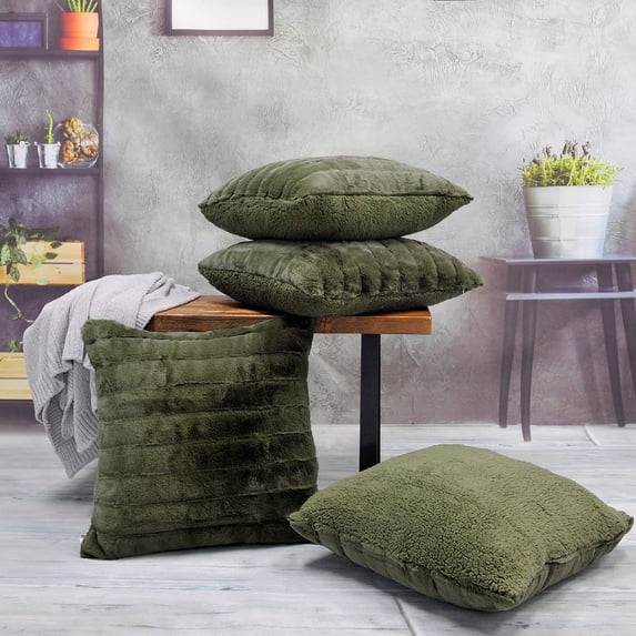 Home Soft Things Super Soft Decorative Pillow Covers, Set of 4, 20x20 inches, Olive