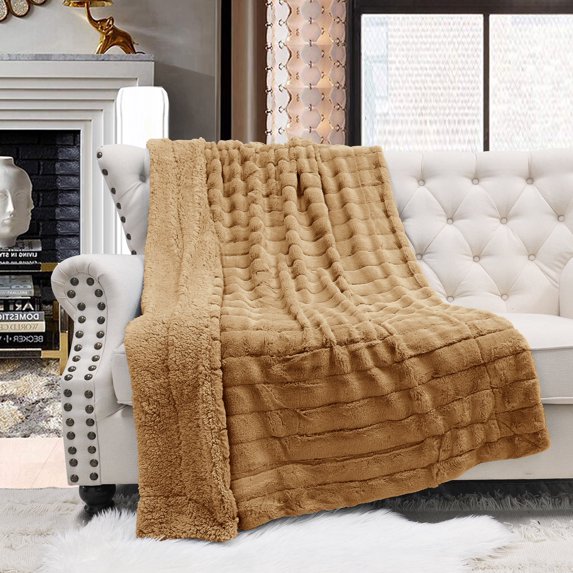 Home Soft Things Super Soft Decorative Throw Blanket -Honey Ginger - 50" x 60"