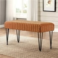 thumbnail image 1 of Home Soft Things Super Soft Faux-Fur Upholstered Bench Ottoman, Honey Ginger, 46"x16"x22", 1 of 4