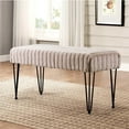 thumbnail image 1 of Home Soft Things Super Soft Faux-Fur Upholstered Bench Ottoman, Light Brown, 46"x16"x22", 1 of 6