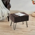 thumbnail image 1 of Home Soft Things Super Soft Faux-Fur Upholstered Stool Ottoman, Chocolate, 19"x13"x17", 1 of 8