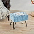 thumbnail image 1 of Home Soft Things Super Soft Faux-Fur Upholstered Stool Ottoman, Forget Me Not, 19"x13"x17", 1 of 7