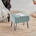 thumbnail image 1 of Home Soft Things Super Soft Faux-Fur Upholstered Stool Ottoman, Jadeite, 19"x13"x17", 1 of 7