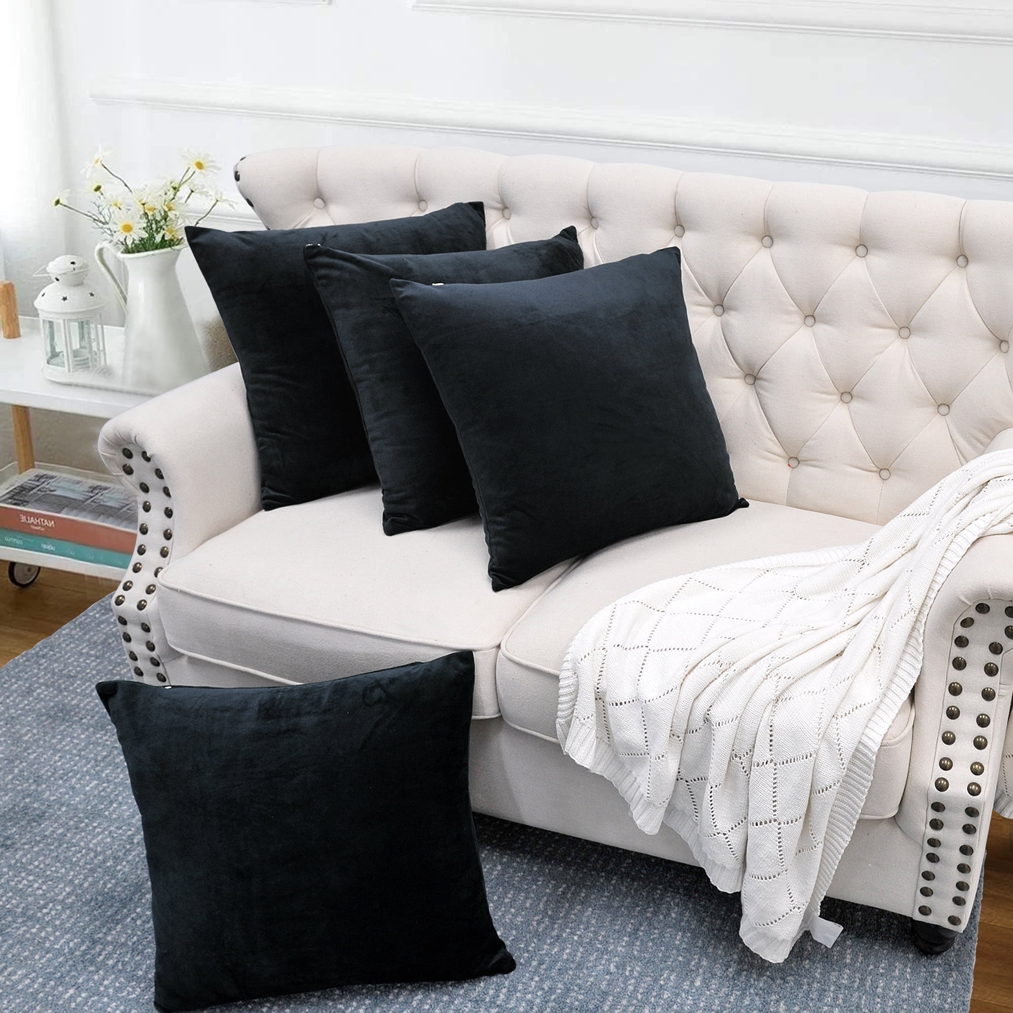 Home Soft Things Supersoft 20-inch Throw Pillow Covers (Set of 4) Black Polyester