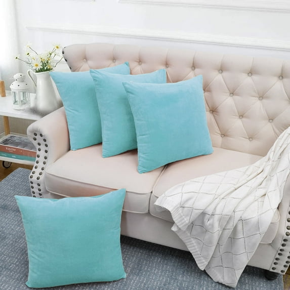 Home Soft Things Supersoft 20-inch Throw Pillow Covers (Set of 4) Light Blue Polyester