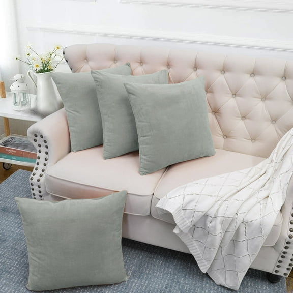 Home Soft Things Decorative Throw Pillow Covers, Soft Velvety Modern Double-Sided Designs, Pillow Inserts Not Included, Set of 4, 20x20 inch, Lilac Grey