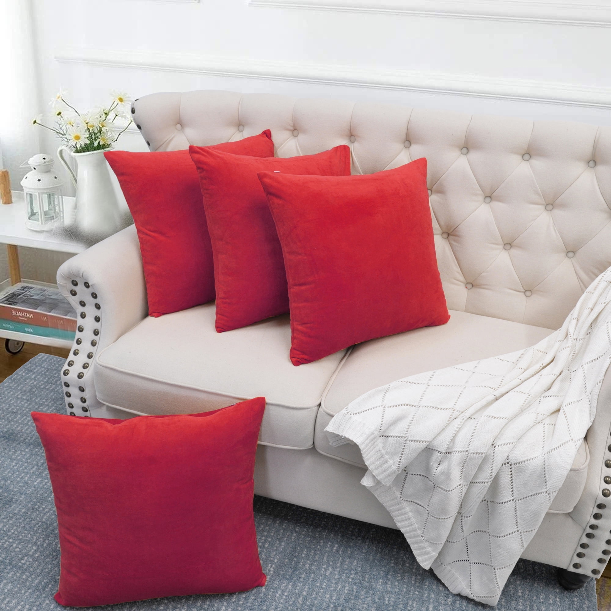 Home Soft Things Supersoft 20-inch Throw Pillow Covers (Set of 4) Red Polyester
