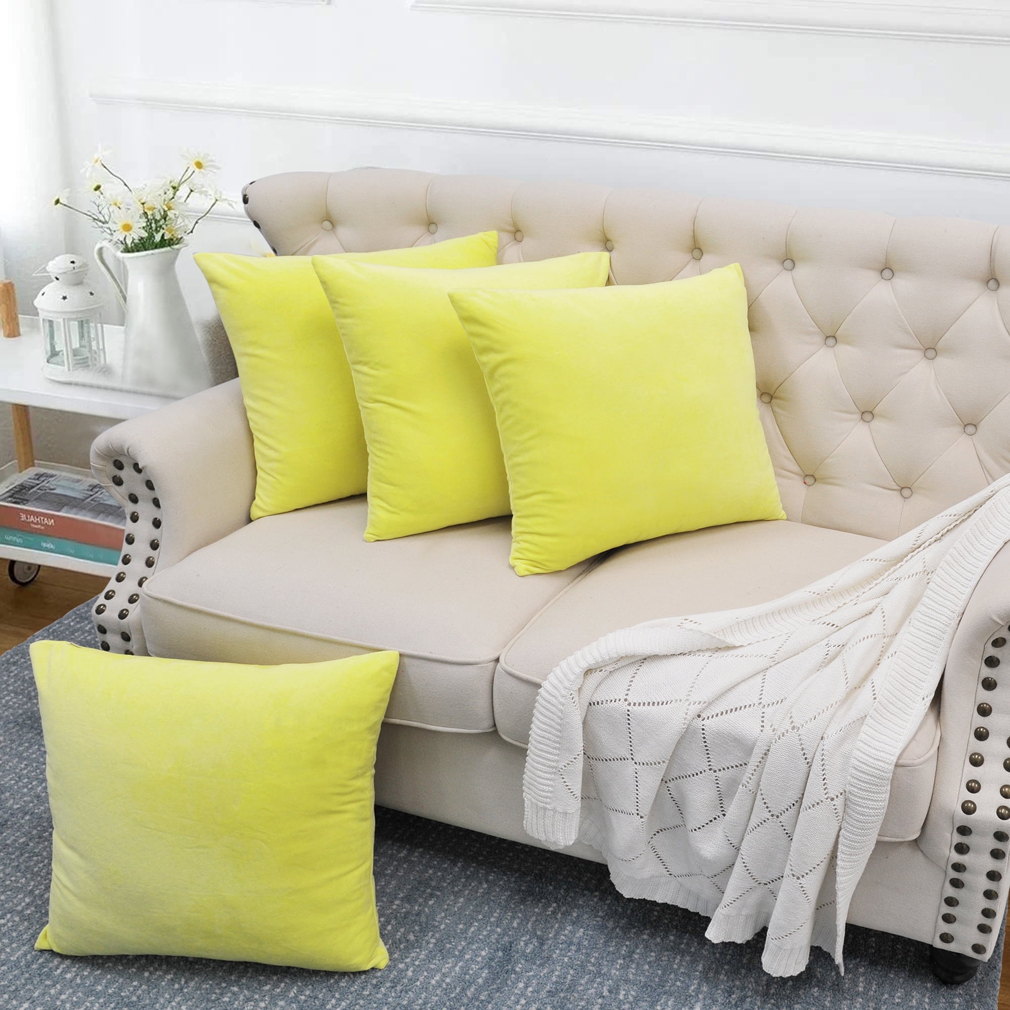 Home Soft Things Supersoft 20-inch Throw Pillow Covers (Set of 4) Yellow Polyester