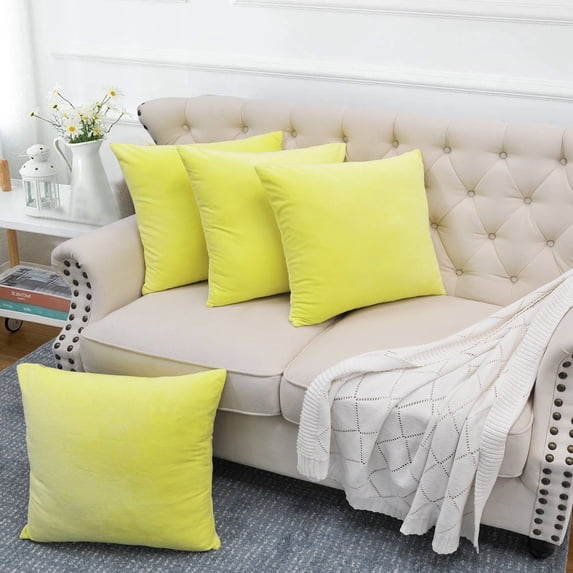 Home Soft Things Supersoft 20-inch Throw Pillow Covers (Set of 4) Yellow Polyester