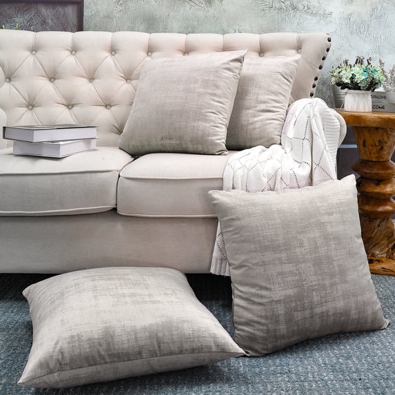 Home Soft Things Textured Velvet 4 Piece Pillow Shell Set - Simply Taupe - 20" x 20"