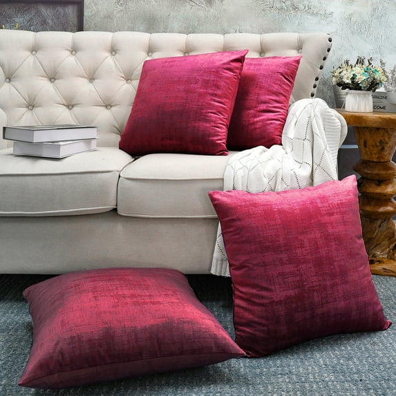 Home Soft Things Textured Velvet 4 Piece Pillow Shell Set - Tango Red - 20" x 20"