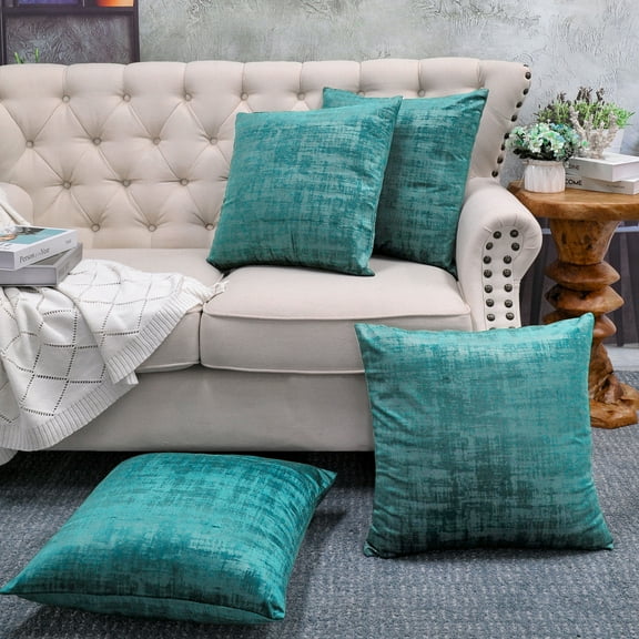 Home Soft Things Textured Velvet 4 Piece Throw Pillow Cover Set - Agate Green - 20" x 20"