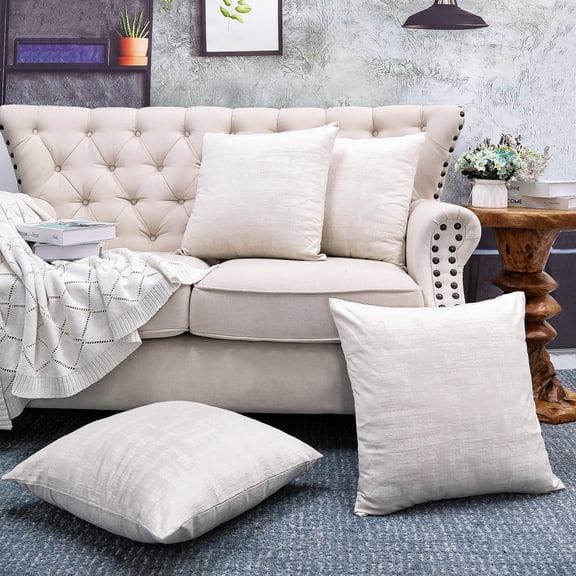 Home Soft Things Textured Velvet 4 Piece Throw Pillow Cover Set - Gardenia - 20" x 20"
