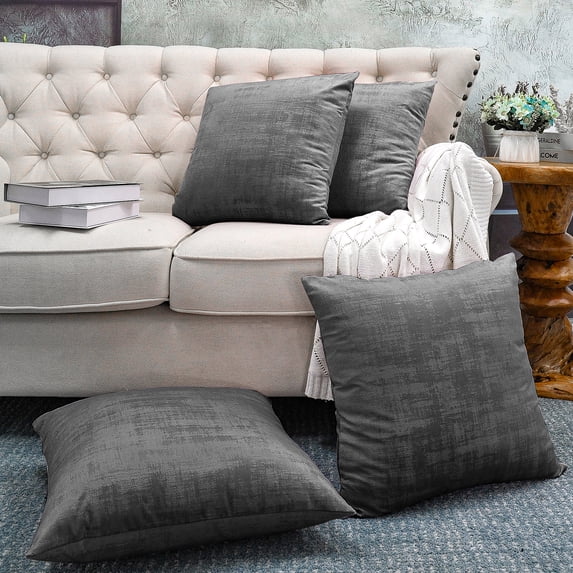 Home Soft Things Textured Velvet 4 Piece Throw Pillow Cover Set - Peat - 20" x 20"