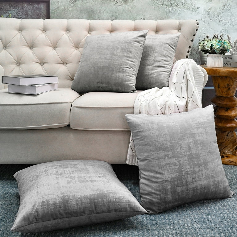 Home Soft Things Textured Velvet 4 Piece Throw Pillow Cover Set Steeple Grey 20
