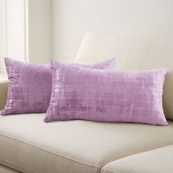 Home Soft Things Textured Velvet Pillow Covers (Set of 2), - Mauve Shadows - 14" x 26"