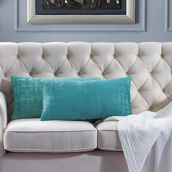 Home Soft Things Textured Velvet Pillow Covers (Set of 2), - North Sea - 14" x 26"