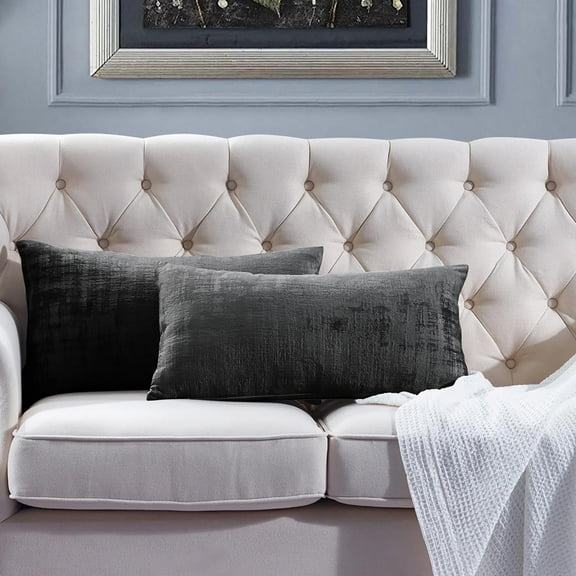 Home Soft Things Textured Velvet Pillow Covers (Set of 2), - Peat - 14" x 26"